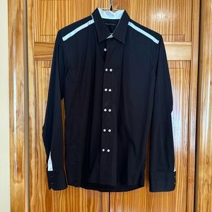 Xagon Man Shirt with White Accents and Double Buttons Large